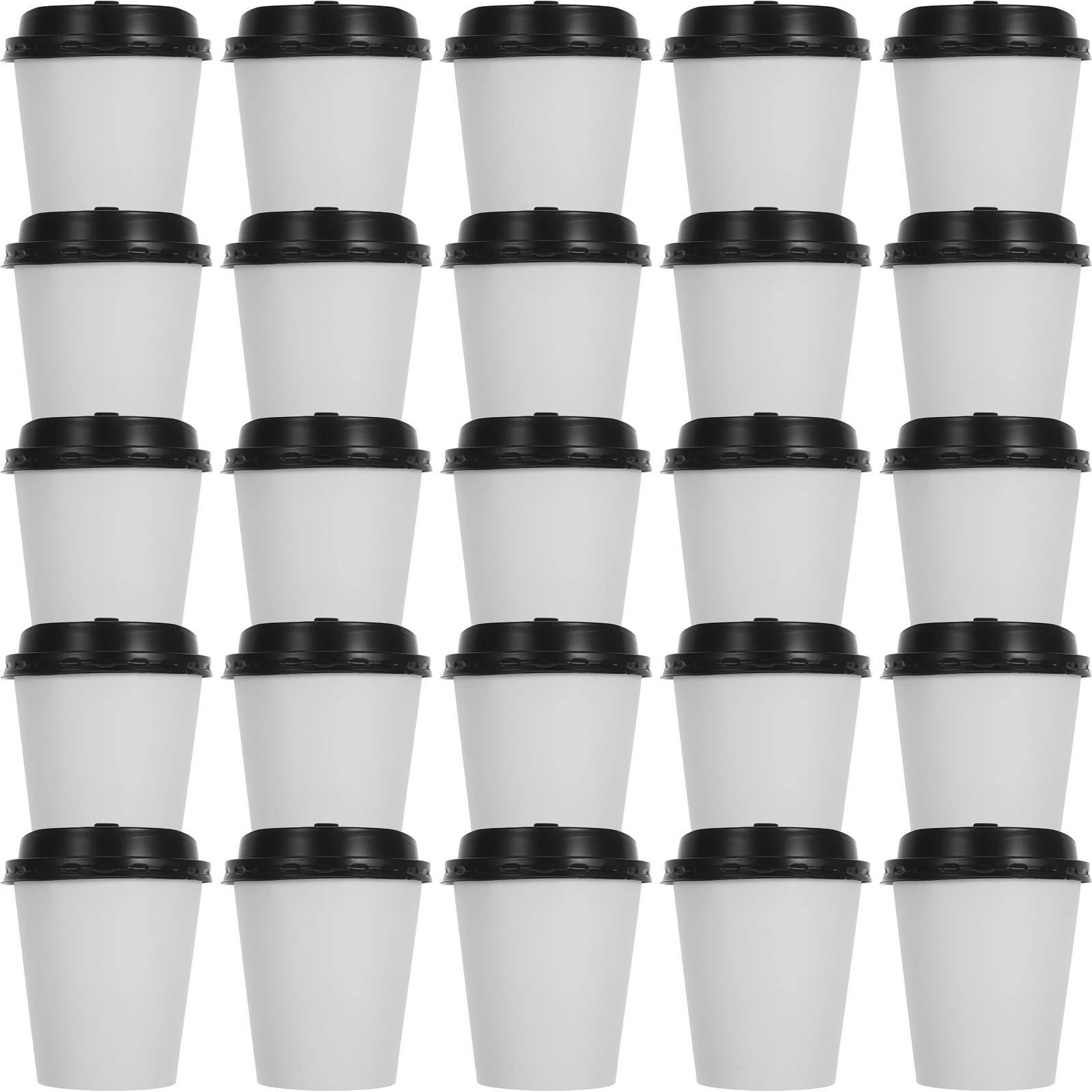 

50pcs Disposable Coffee Cups Insulation Takeaway Double-Layer Paper Cup Milk Tea Cafes Drinking Mug Cup with Lid Party Supplies