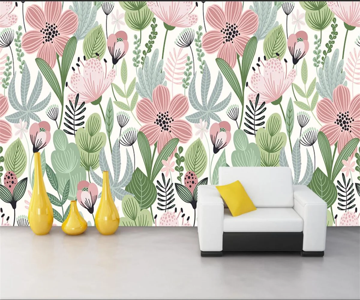

Custom photo wallpaper Light Luxury Pink flowers Children's Room Background Bedroom Living Room decoration 3d Wallpaper