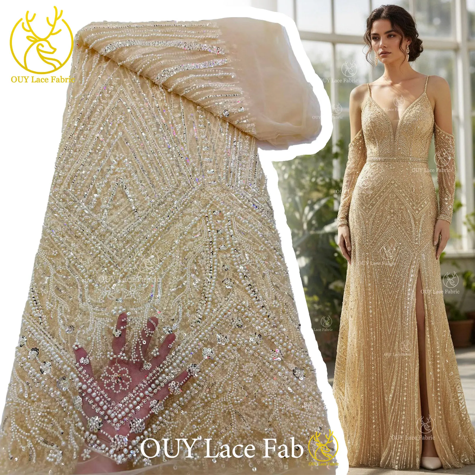 Tela de Encaje Africana de Lujo con Cuentas para Novias 2026, Material de Tul con Lentejuelas de Alta Calidad, Estilo Francés y Nigeriano, para Vestidos de Fiesta y Bodas