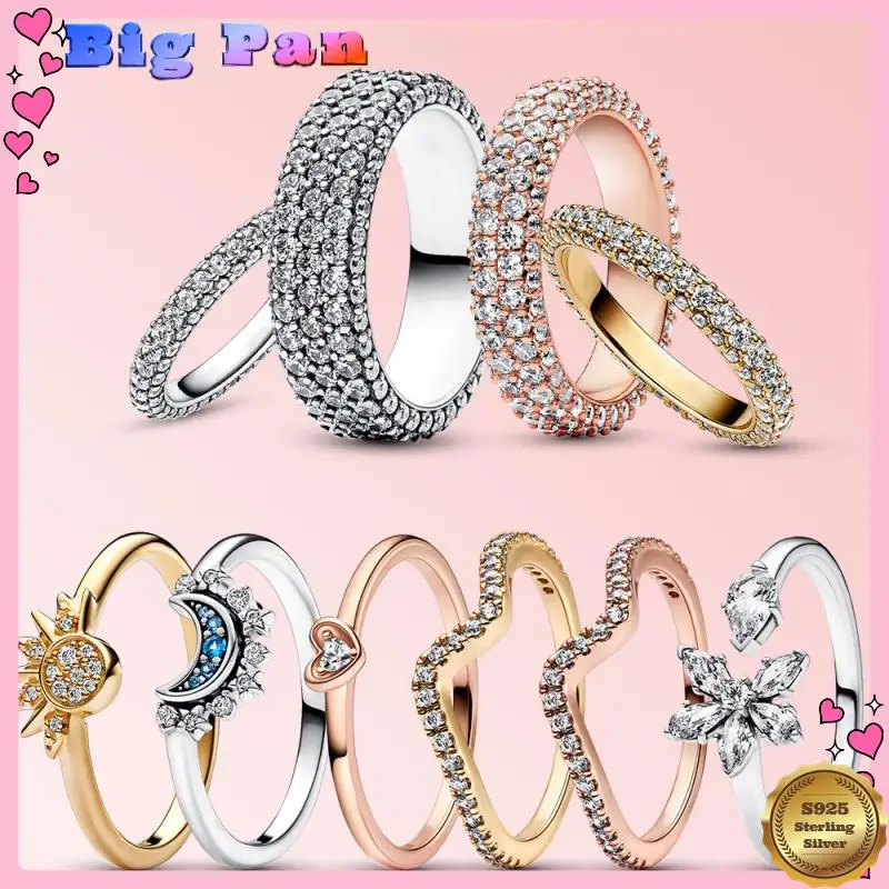 

2025 Hot 925 Sterling Silver Timeless Pavé Single-row Ring Sparkling Wave Ring For Women Marry Lovers Ring Fashion Jewelry