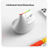 2.4G+Bluetooth Wireless Vertical Mouse RGB Backlight Three DPI Ergonomic Rechargeable Dual Mode Optical Gaming Mouse For Laptops