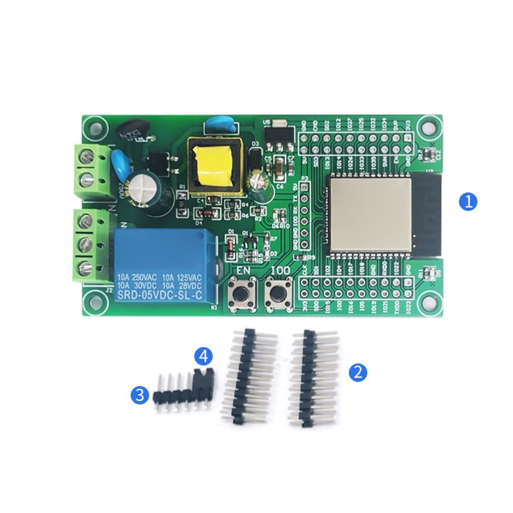 PCB ESP32 WIFI Bluetooth Single Relay Switch Module For AC90-250V Output Signal Output Switch Signal