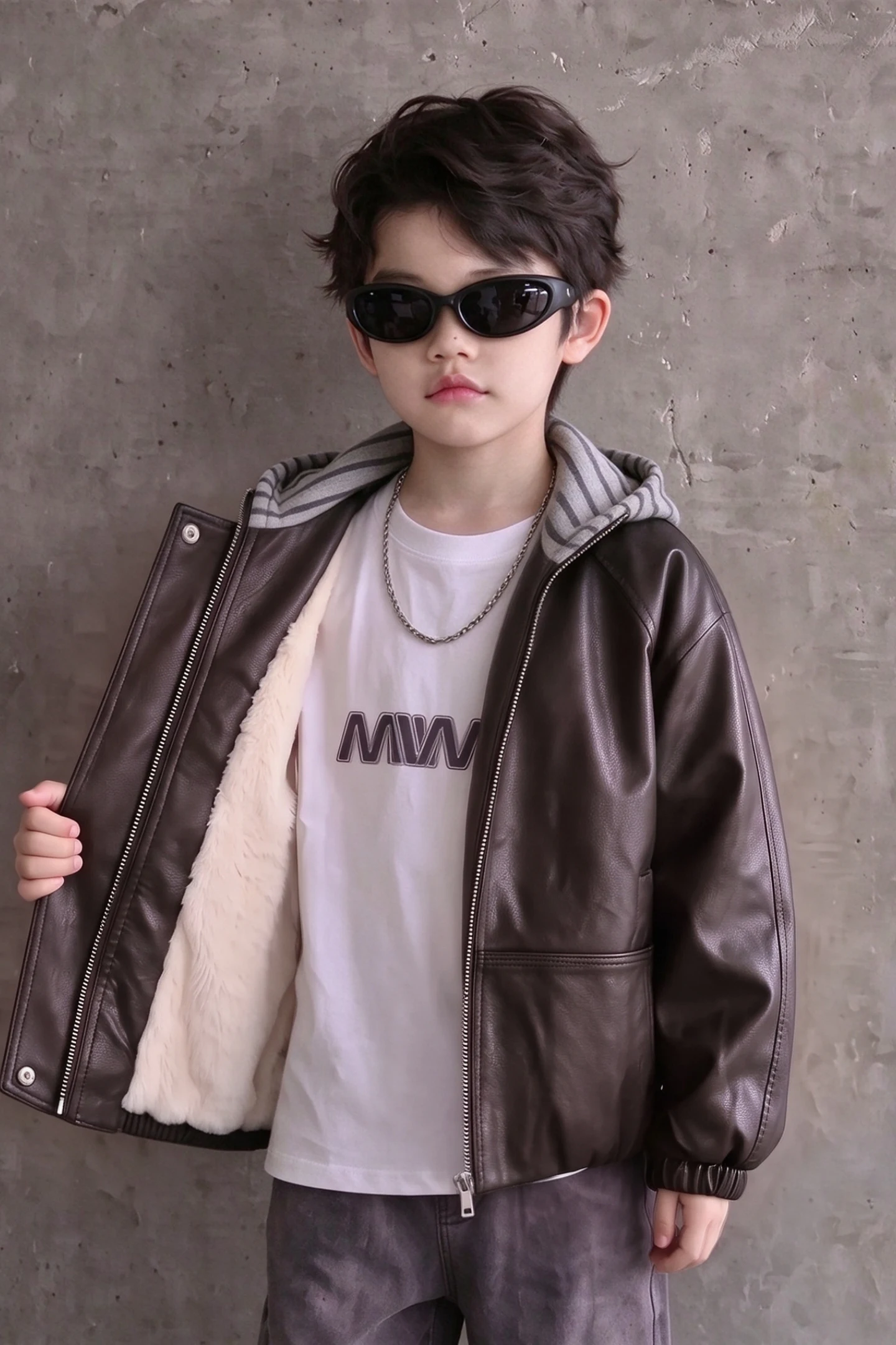Cool Thickened Fleece Lined Leather Jacket for Boys Autumn Winter New Style Street Fashion Children's Biker Jacket Winter Top