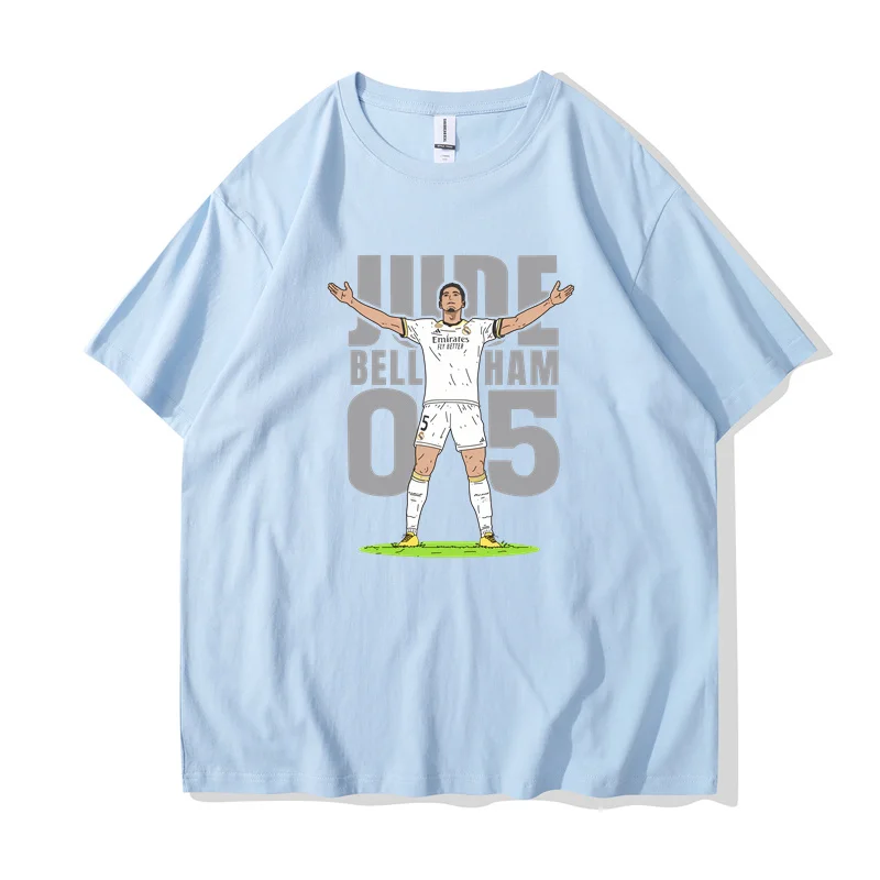 بيلينجن تحتفل بشعار الحركة ، تي شيرت بأكمام قصيرة لعشاق مدريد الحقيقيين ، الاحتفال برقبة الطاقم الصيفية ، فريق إنجلترا