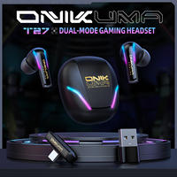 ONIKUMA T27 Dual-mode Earbuds Wireless Earphones 2.4Ghz Low Latency Gaming Headset with Charging Box Touch Control RGB Headset