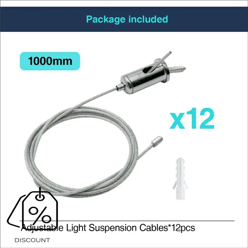 ABJO-12 Sets Hexagon Garage Suspension Cables Kit Steel Hanging Chains, Honeycomb Light Connector Pendant Wire Rope Cable