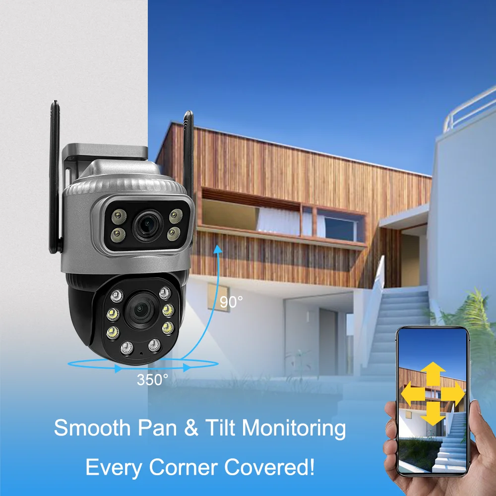 4MP V380 Pro Dual Lens Security WIFI IP Camera Auto Tracking Waterproof Wireless Outdoor Camera Full Color Night Vision