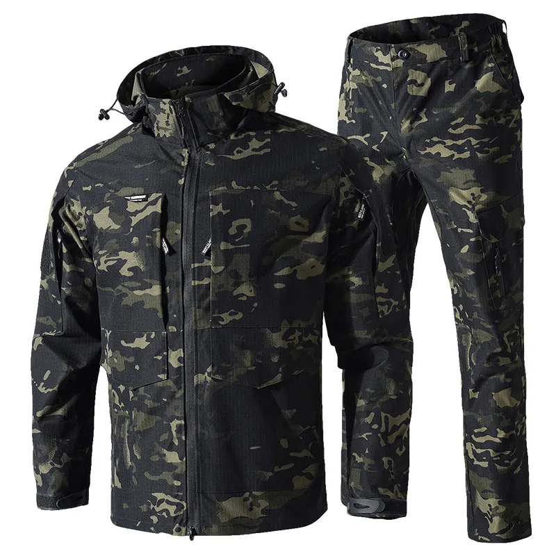 Mens Camouflage Suit Set Spring Autumn Military Training Wear Outdoor Workwear Breathable Mesh Combat Labor Protection Tactical