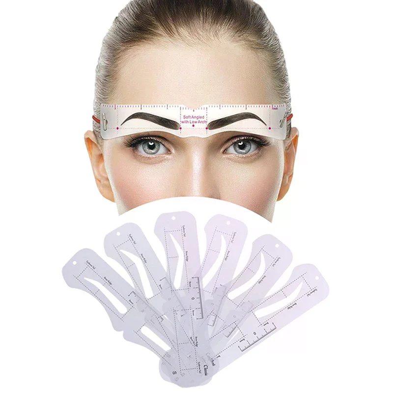 Plantilla para cejas fija de 6 estilos, plantilla moldeadora de cuidado, pegatinas reutilizables, herramientas de maquillaje para sellos cosméticos para cejas