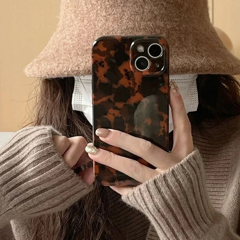Tortoise Leopard Print Suitable For iPhone 14 Pro Max Phone Case 15 12 13 11 Pro Anti Drop Protective Case