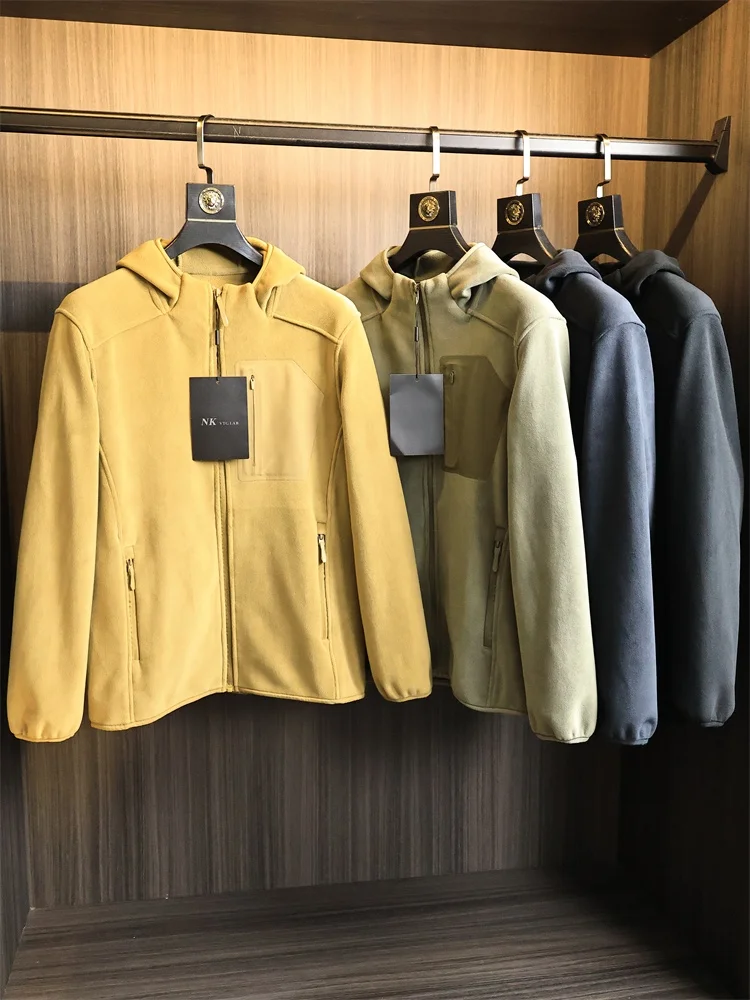 

Ветрозащитная мужская куртка с капюшоном на подкладке Fce, теплая антистатическая повседневная верхняя одежда, застежка-молния из полиэфирного волокна