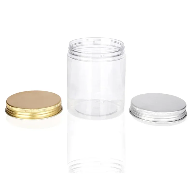 20 stücke 250 ml Klare Leere Kunststoff PET Lagerung Jar Mit Gold/Silber Aluminium Deckel Kosmetische Gesicht Creme Lebensmittel behälter Hause