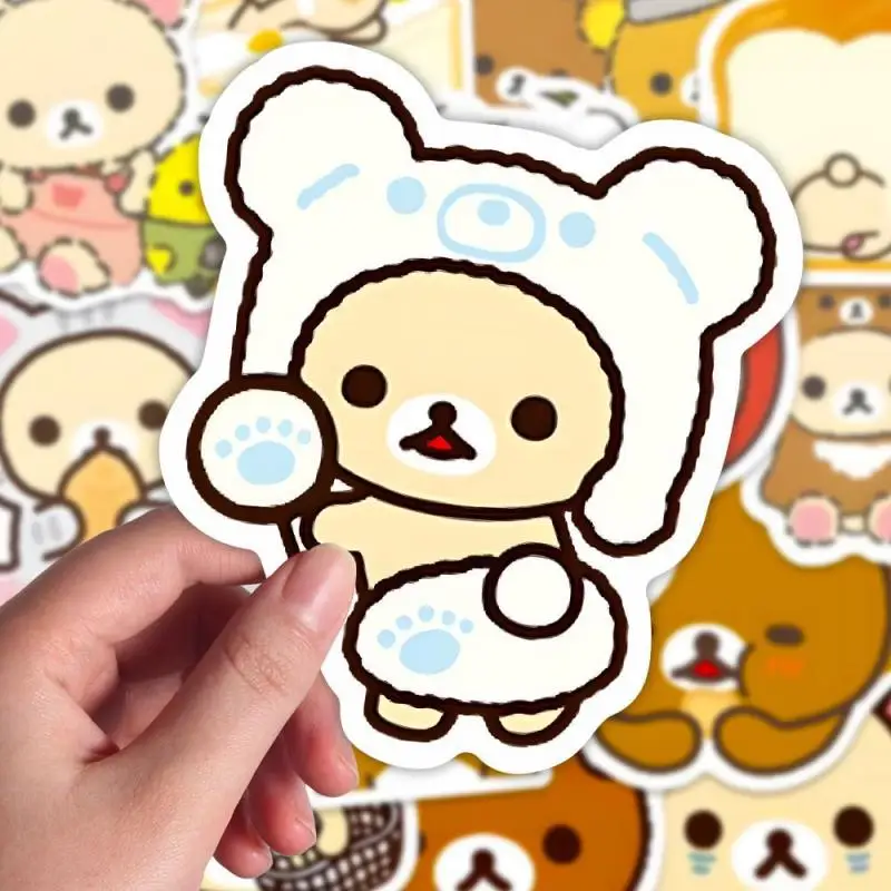 Kawaii Rilakkuma Cartoon Stickers Cute Hand Account Diy Children\'s Notebook Phone Case Waterproof Stickers Decorative Theme Gift