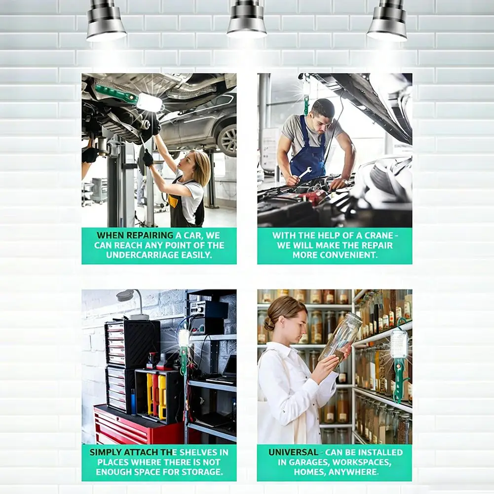 Luz de trabajo LED portátil con imán y cable de alimentación, luz de reparación automotriz para mantenimiento de automóv