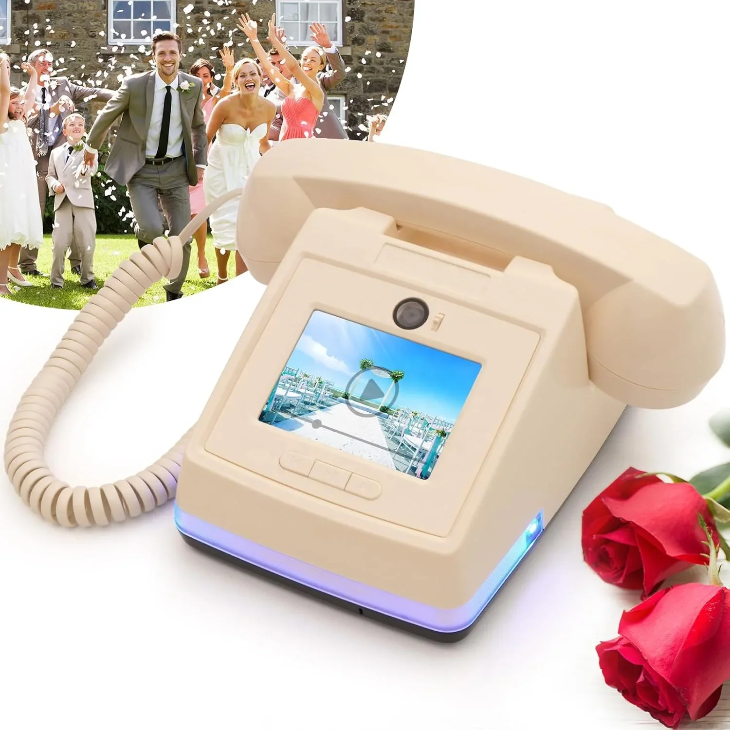 

2nd Generation Wedding Audio & 1080P Video Guest Book Phone Retro European Video Blessing Phonograph Decoration Guestbook Phone