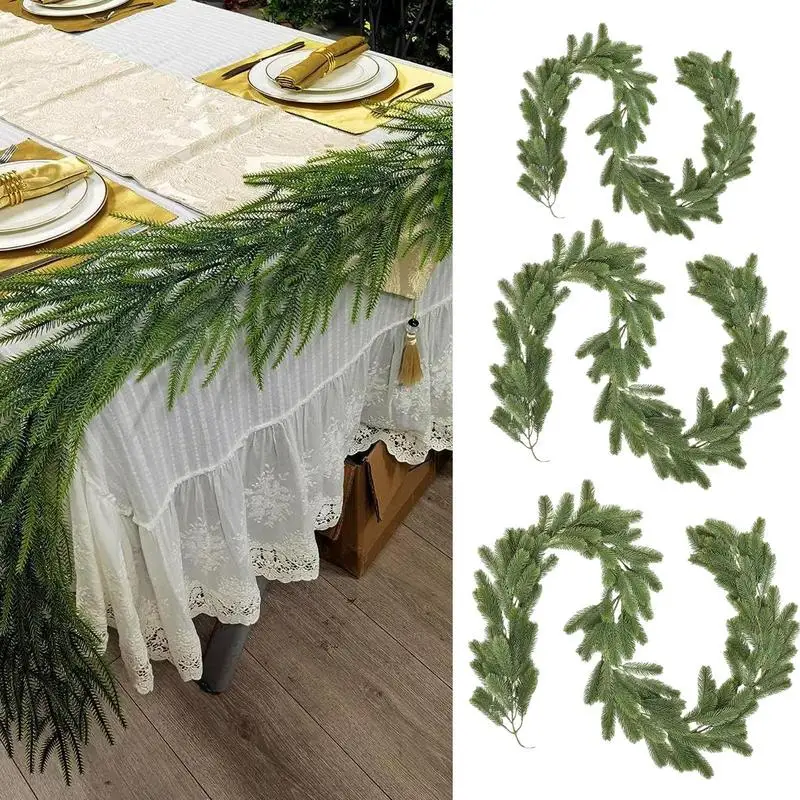 

Christmas Pine Needle Garland Artificial Green Garland Decoration Wreath For Christmas Parties Mantel Table Center Porch Pendant