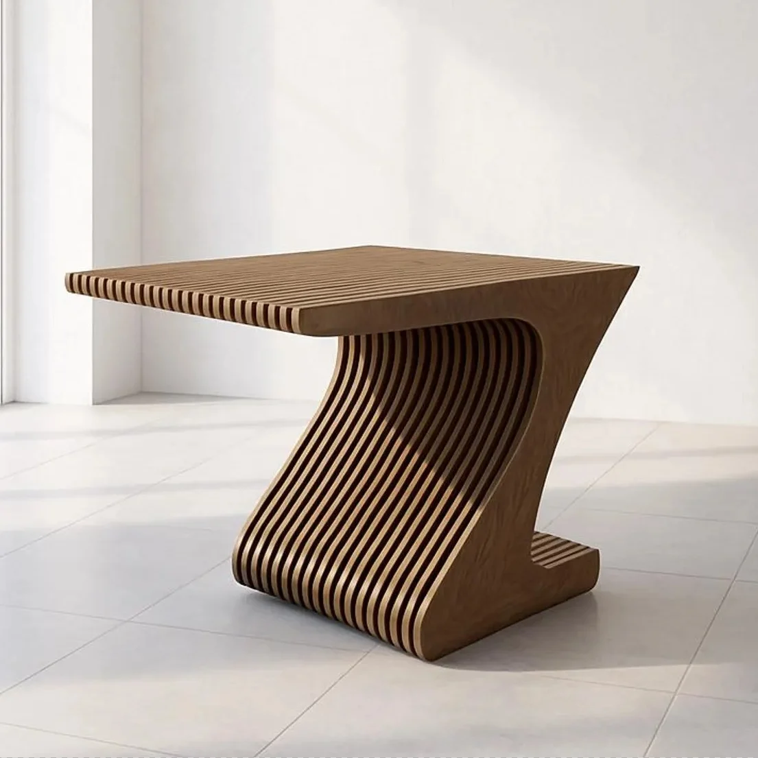 Z Unique Z Shaped Wood Coffee Table Organic Curved Structure Elegant Home Living Room FurnitureZ