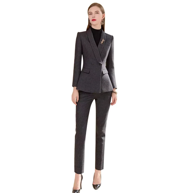 Traje de lana a la moda, conjunto de dos piezas para mujer, Manger, Presidente General, chaqueta profesional, conjunto de ropa de oficina para mujer, pantalones