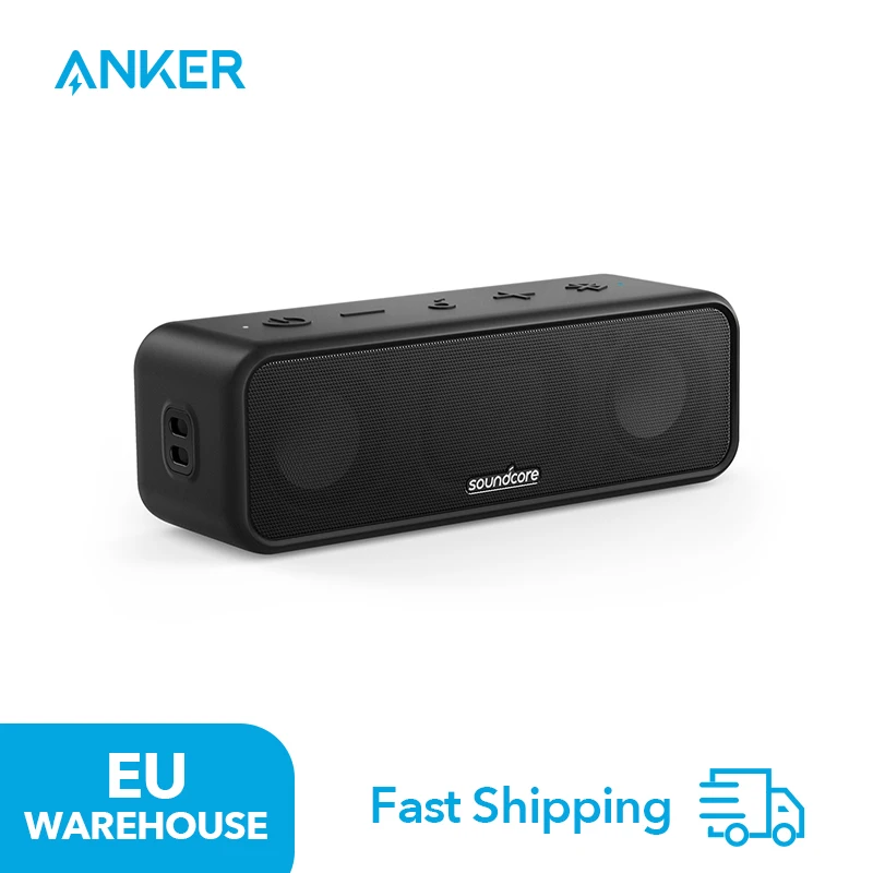 soundcore 3 von Anker: Bluetooth 5.0 Lautsprecher, 24 Stunden Spielzeit, IPX7 Wasserdicht, Stereo Sound mit Titanium Membran Tre