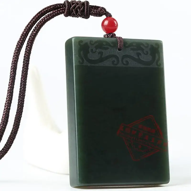 Natural hetian jade handcarved Bless peace pendant retro temperament jewellery fashion for women men lucky