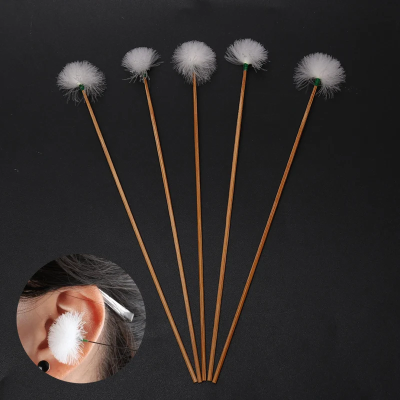 5Pcs Practical Goose Feather Earpick Wax Remover Earpicking Adult Ear Cleaner Stick Health Care Relieving Itching Tool 17x2.5cm
