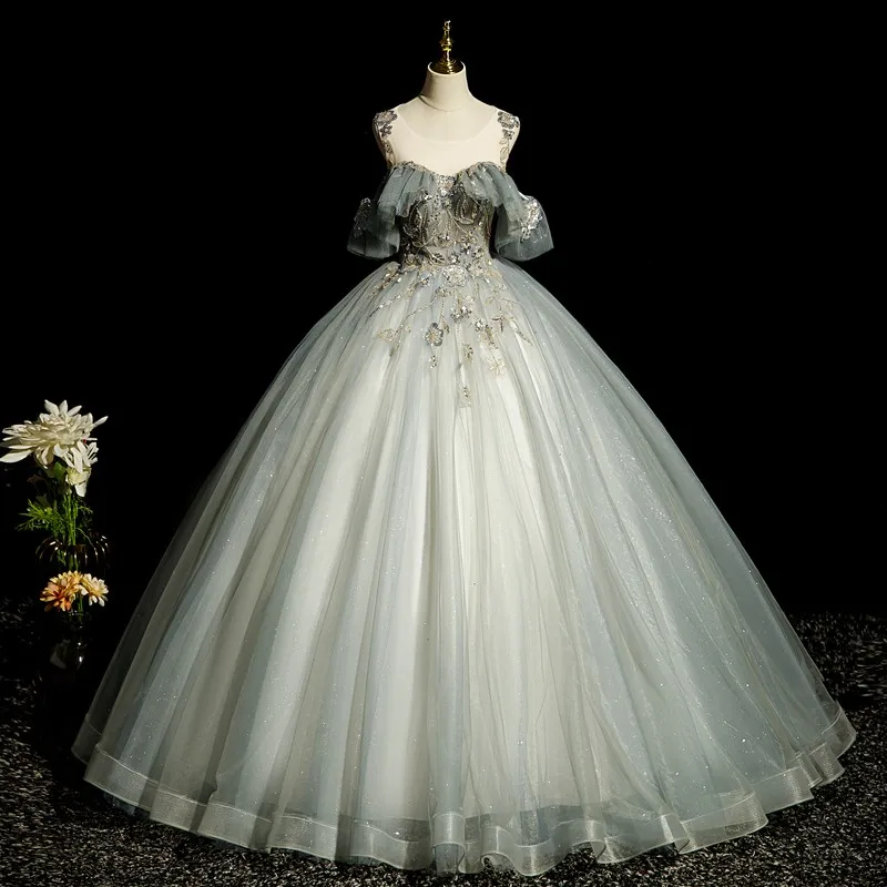 럭셔리 Vestidos Quinceanera 드레스, 클래식 파티 드레스, 우아한 오프 숄더 볼 가운, 우아한 무도회 드레스