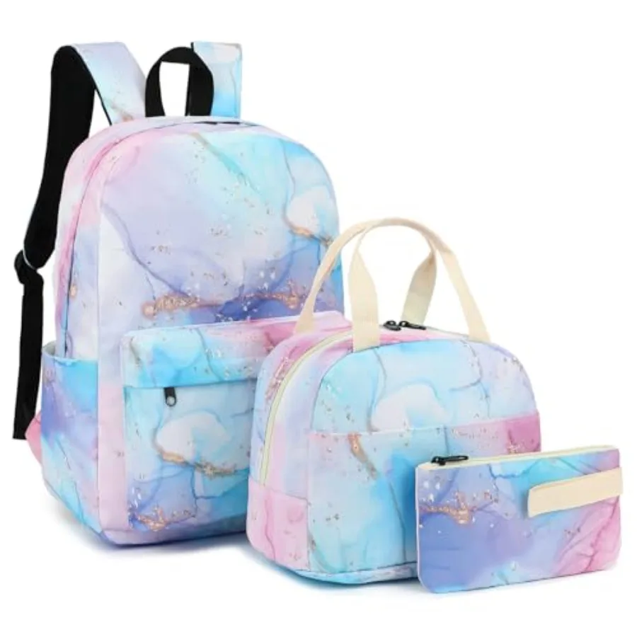 

Girls School Backpack for Teens, Elementary Middle School Backpacks Bookbag Set with Lunch Bag Pencil Case