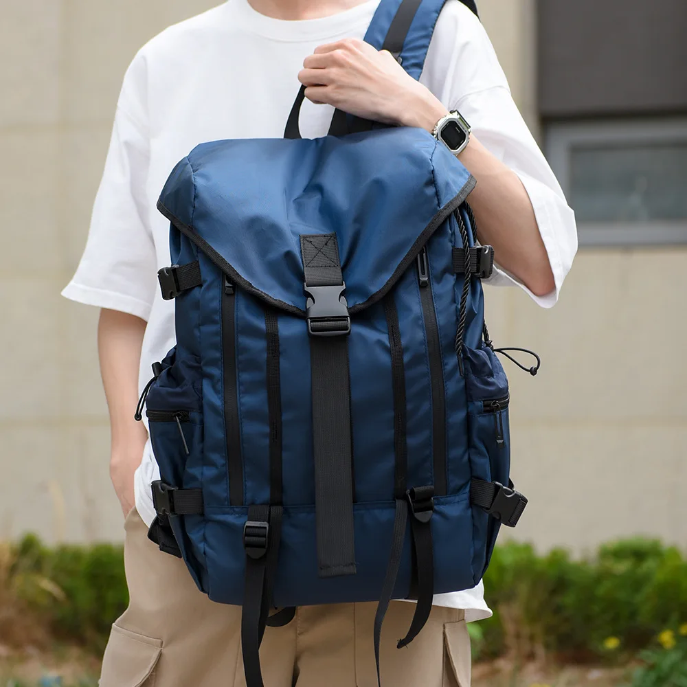 Mochila elegante com cordão para homens, bolsa multifuncional para estudantes universitários com compartimento para laptop para viagens e bolsa casual