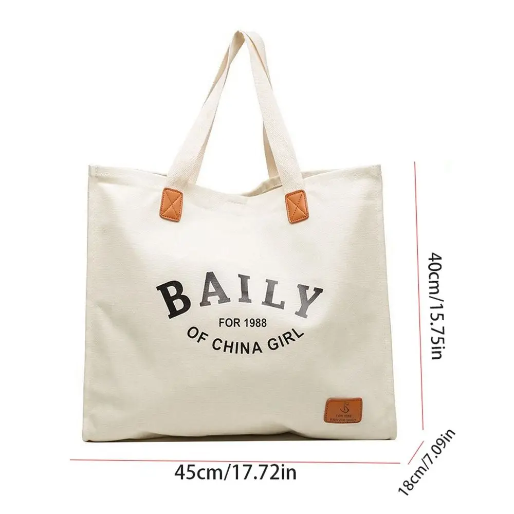 Letter Canvas Bag Girls Student Portable Casual Shoulder Bag Large Capacity Portable Tote Bag Mommy Shopping