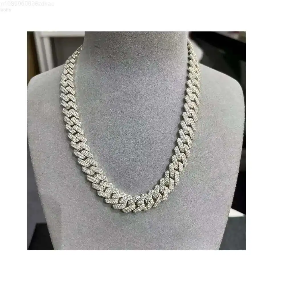 

Sale Moissanite Jewelry 925 Silver Vvs Moissanite 12mm Cuban Chain Necklace