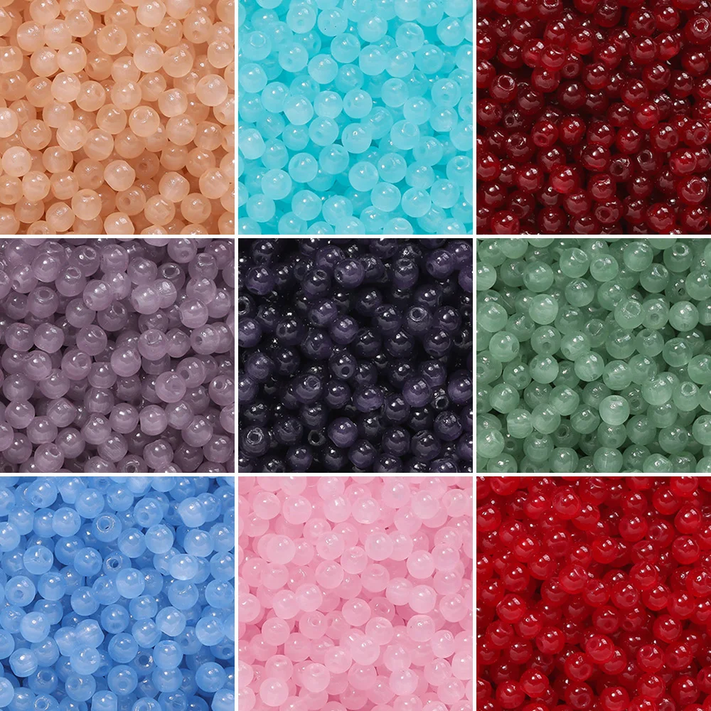 

50/100pcs 3mm Glass Round Beads Colorful Spacer Loose Beads for Jewelry Making DIY Bracelet Necklace Accessories