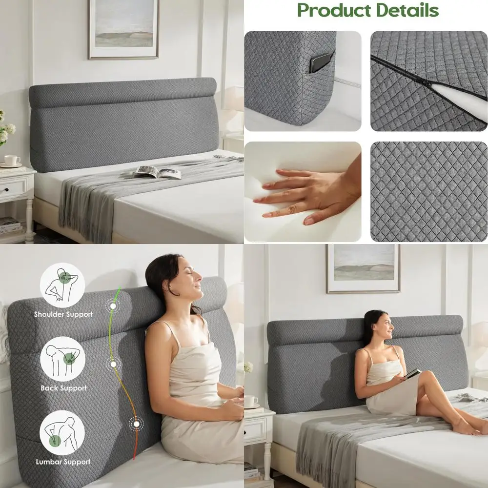 

Memory Foam Reading Pillows for Bed, King Size Triangle Headboard Support, Comfortable Backrest for Sitting Up in Bed