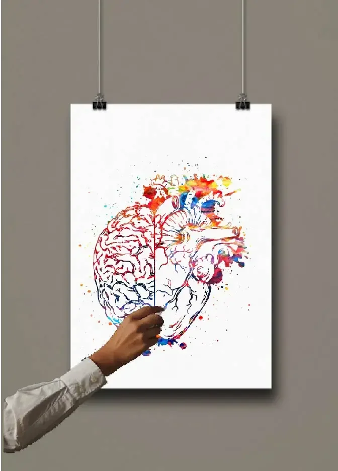 Watercolor Human Anatomy Wall Art Poster Heart Brain Balance Prints Canvas Painting Medical Pictures Doctor Clinic Home Decor