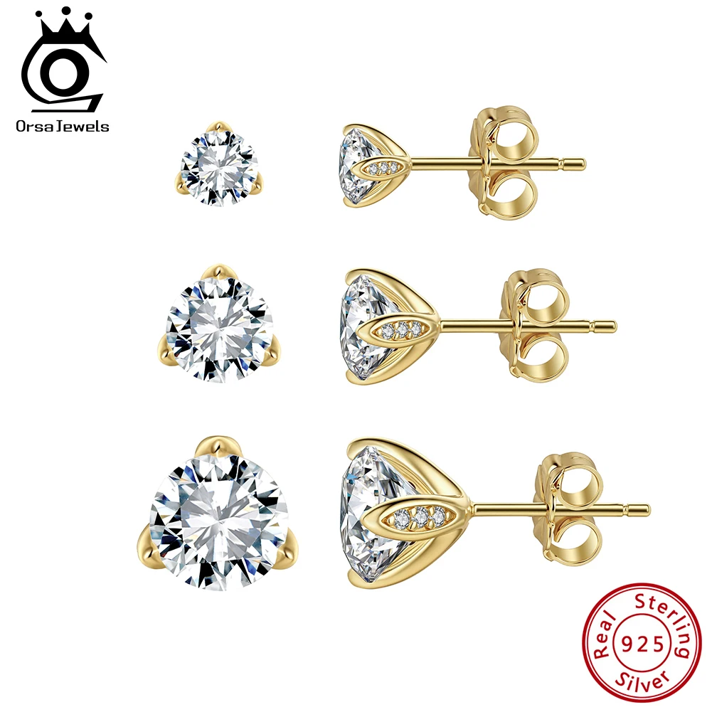 

Серьги-гвоздики ORSA JEWELS с муассанитом 0.5-2 карата, цвет D, круглая огранка, ювелирные изделия из стерлингового серебра 925 пробы, сверкающие, для свадьбы, MOE09