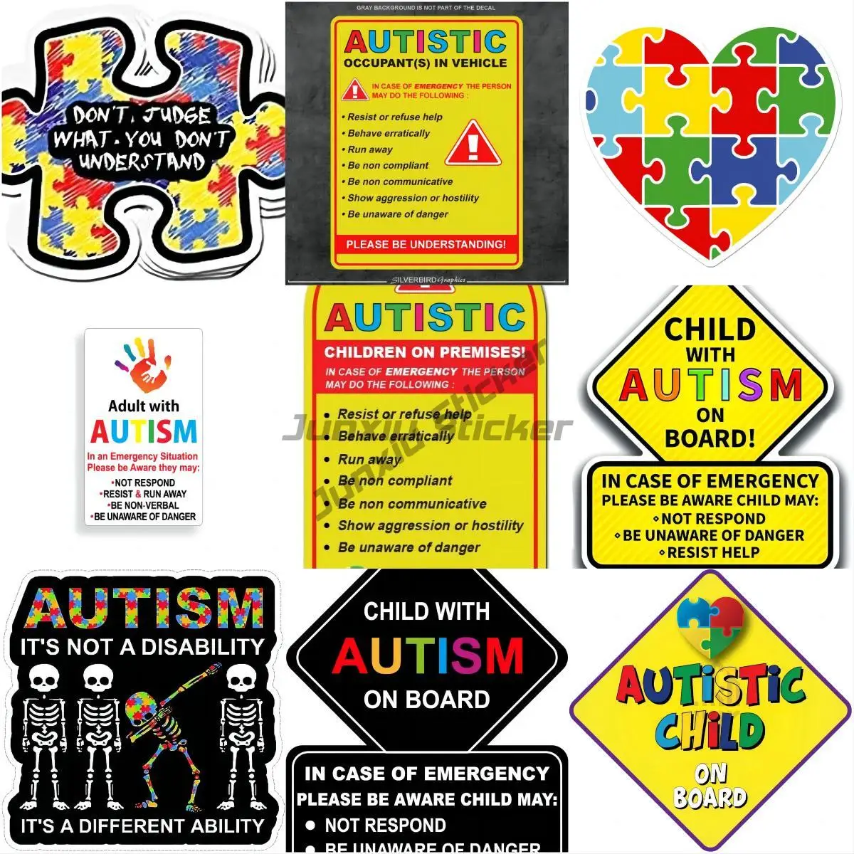 Autism Sticker for Car - Hand Puzzle Vinyl for Cars, Windows Notebooks, World Autism Awareness Day Sticker