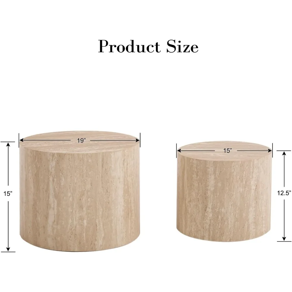 Coffee Tables Side Table Set of 2, Wood Nesting End Table for Living Room Balcony Office, No Assembling