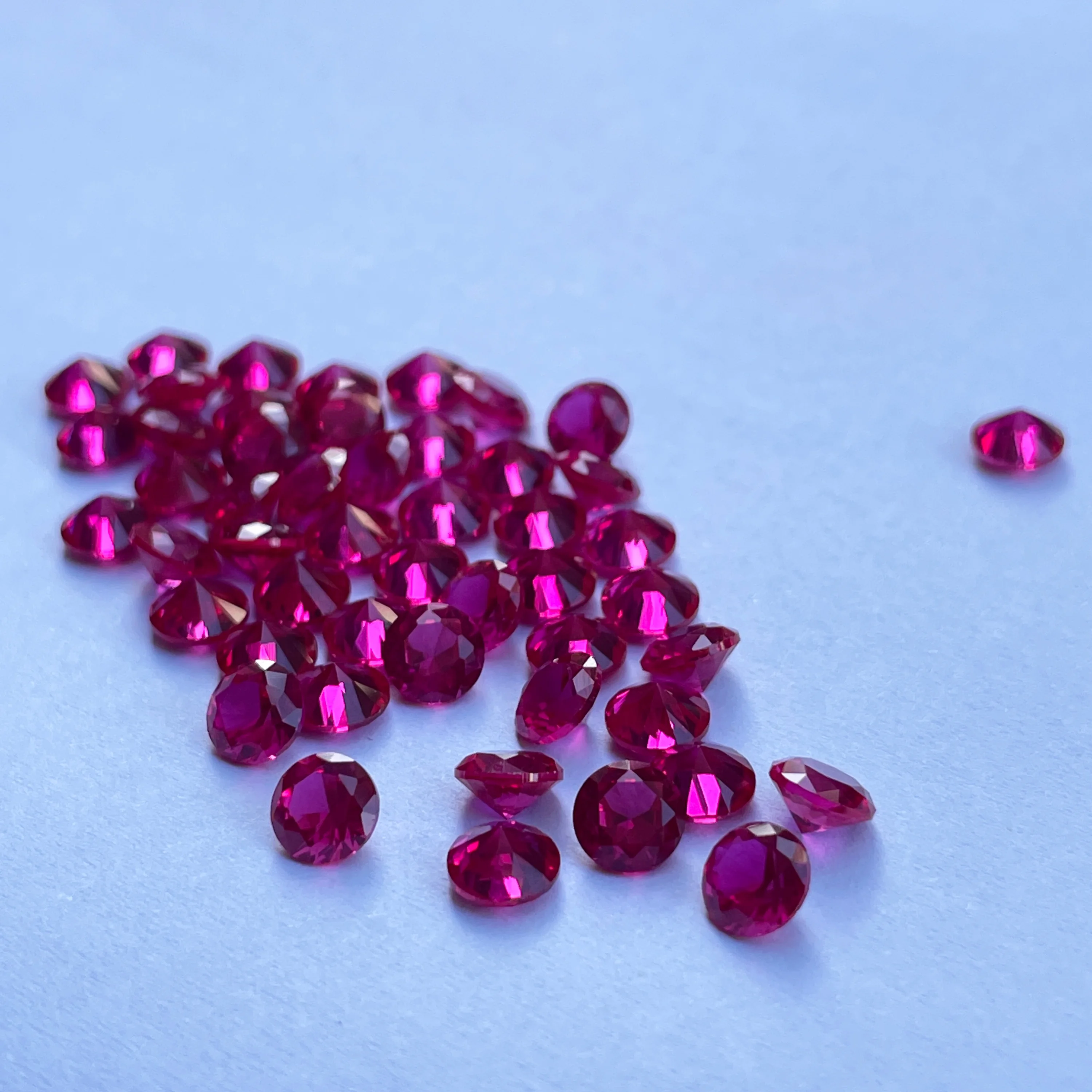 5# 8# Red Corundum Size 1~12mm Round Brilliant Cut Synthetic  Loose Stones For Jewelry DIY Making