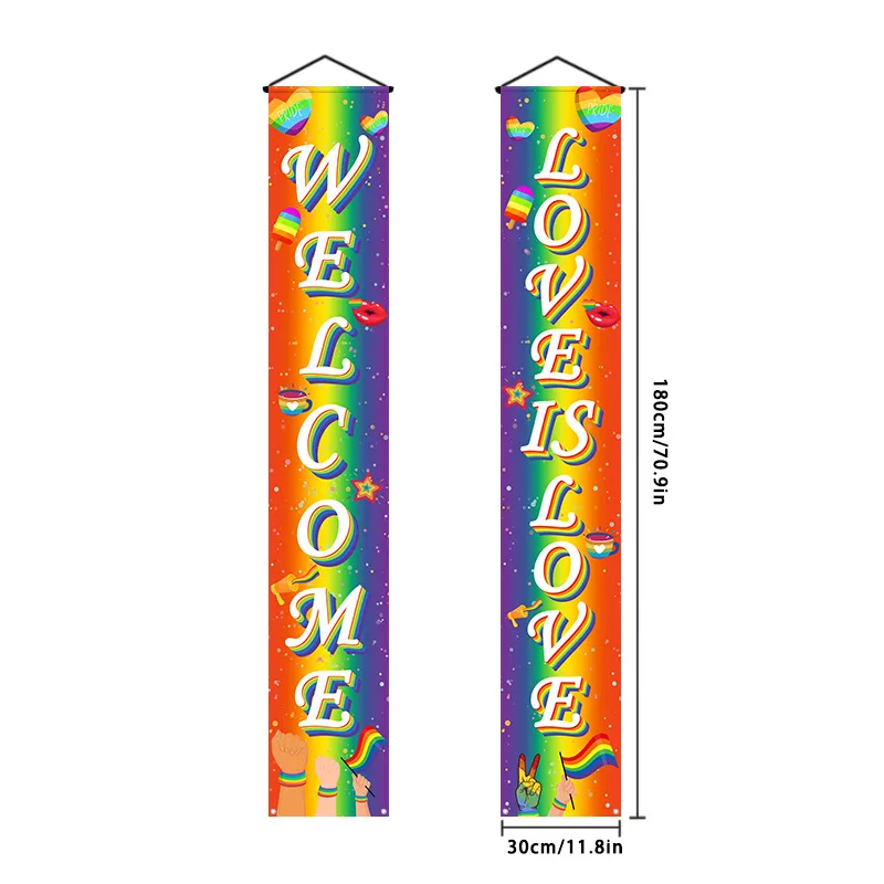 LGBT Pride Rainbow Love Be Proud Decorations Outside Banner For Door Couplet Hanging Large Front Porch Sign Wall Decor