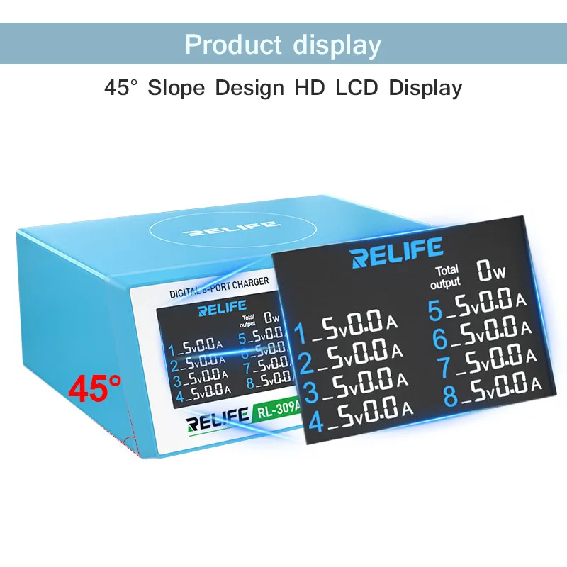 RELIFE RL-309A 8in1 Multifunctional Charger with High Power Portable 100W High Power Dual PD  QC3.0 Fast Charging Tool