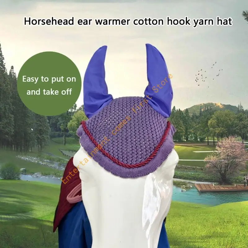 Crochet Horse Ear Bonnet with Breathable Full Ear Coverage Design 55KD