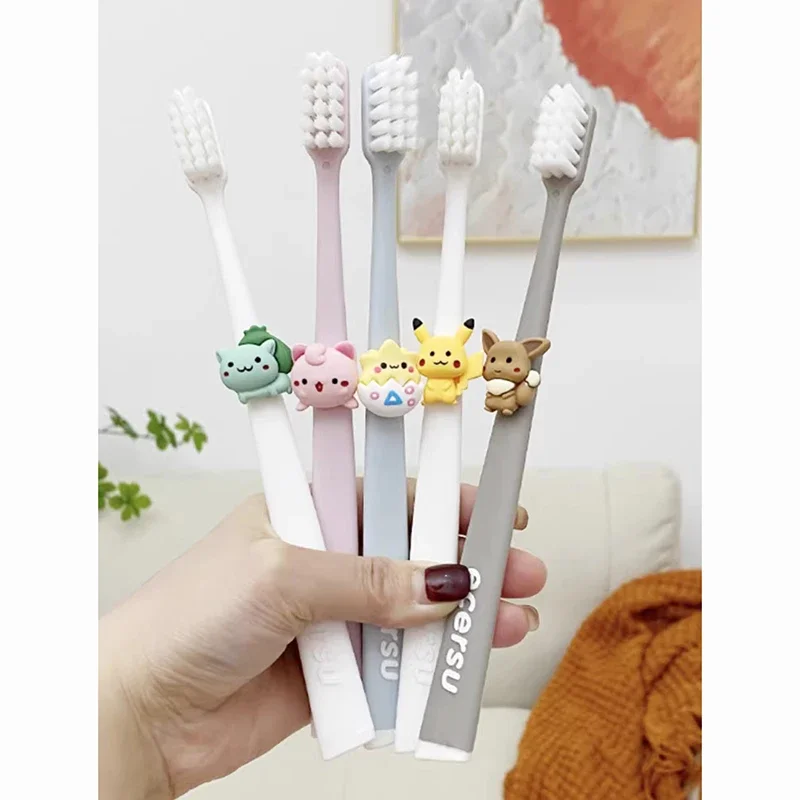 Pokemon Pikachu Eevee Bulbasaur Cute Kawaii Soft Hair Toothbrush Creative Anime Peripheral Cartoon Toothbrush Kid Christmas Gift