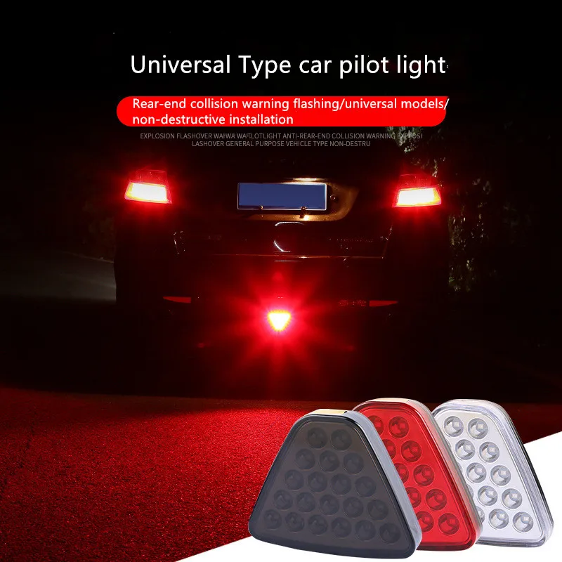 Universal Car Brake Light Warning Light LED Flash Strobe Lamps Triangel Red Tail Light 20LEDs Rear Tail  Brake Stop Safety Lamp