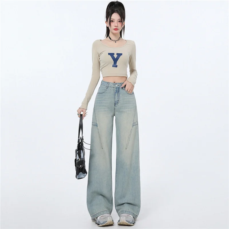 

Women's High Waist Wide Leg Jeans 2026 New Spring Summer Light Blue Loose Fit Denim Pants Casual Baggy Trousers Floor Length
