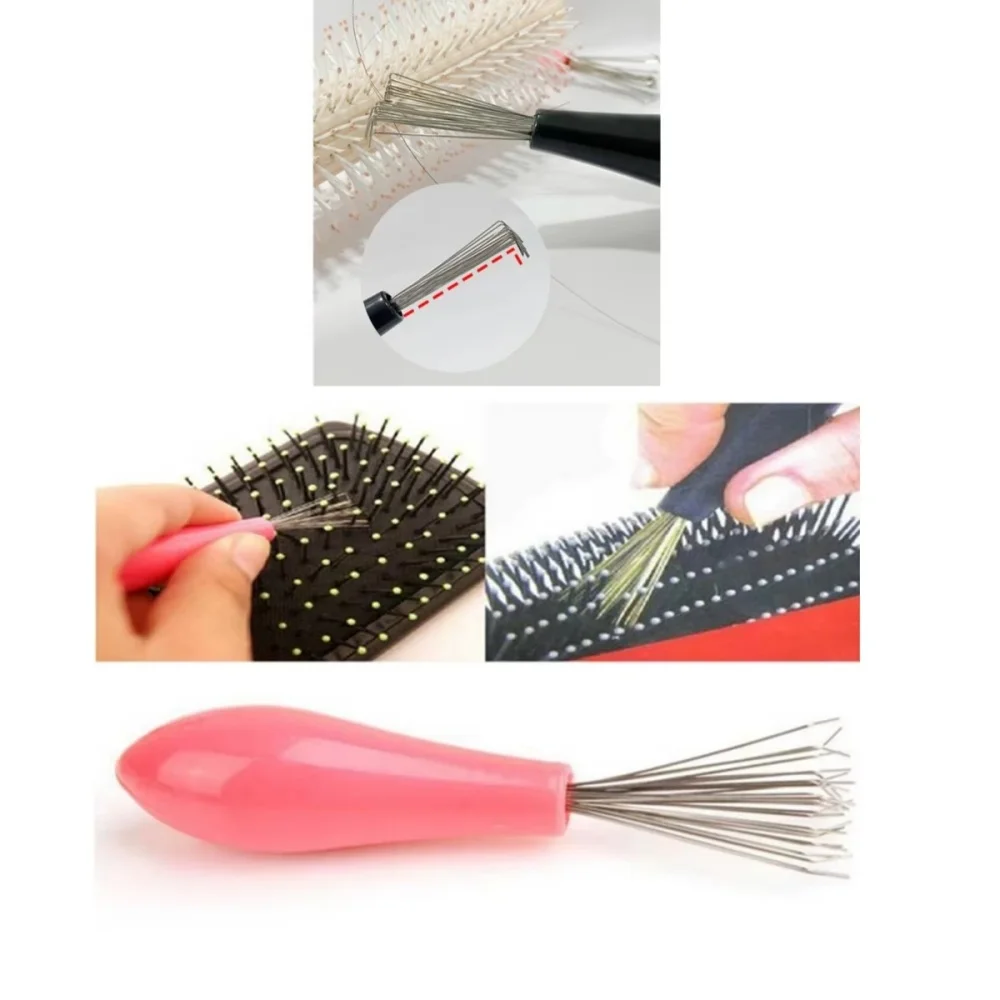 Comb Hair Brush Cleaner Plastic Metal Cleaning Brush Remover Embedded Tool Handle Tangle Hair Comb Accessories Cleaning Supplies