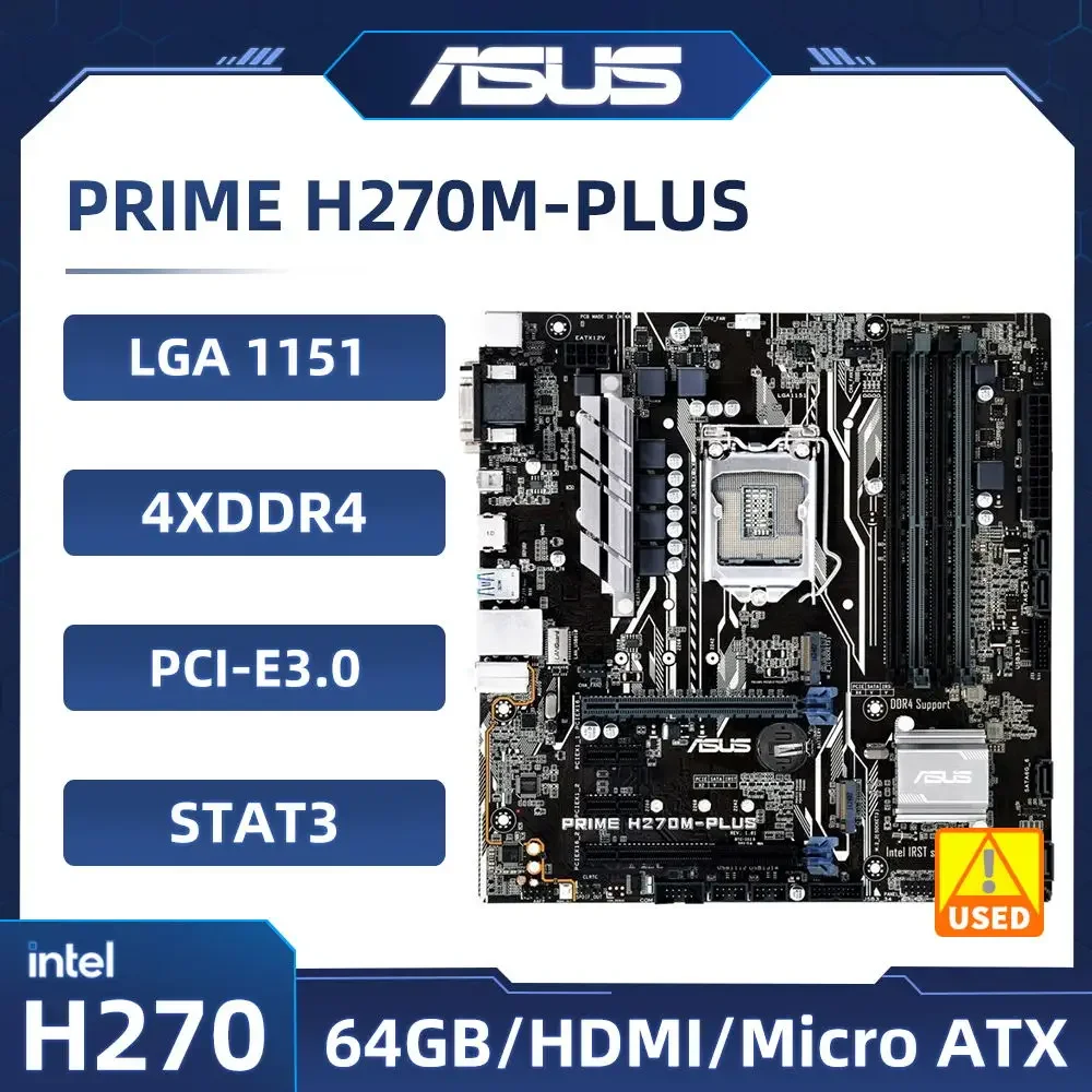 Asus PRIME H270M-PLUS Motherboard LGA 1151Intel H270 support i3-6300 i5-6500 i5-7500 i7-7700  G3900 G4600 cpu PCI-E 3.0 M.2