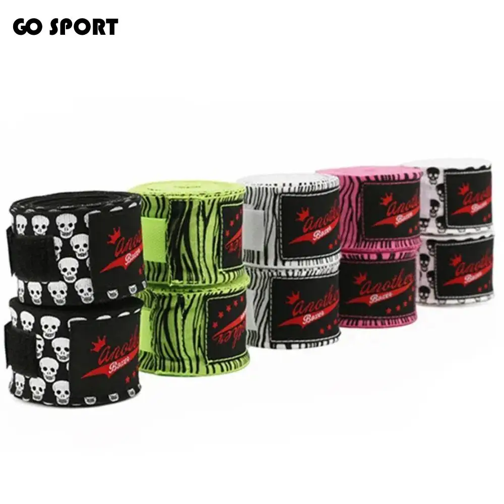 

Защитное снаряжение, эластичные боксерские ремни, 2 рулона, хлопковые защитные ремни для рук, ремни с принтом, 3 м, 5 м, боксерские бинты, завернутые Sanda