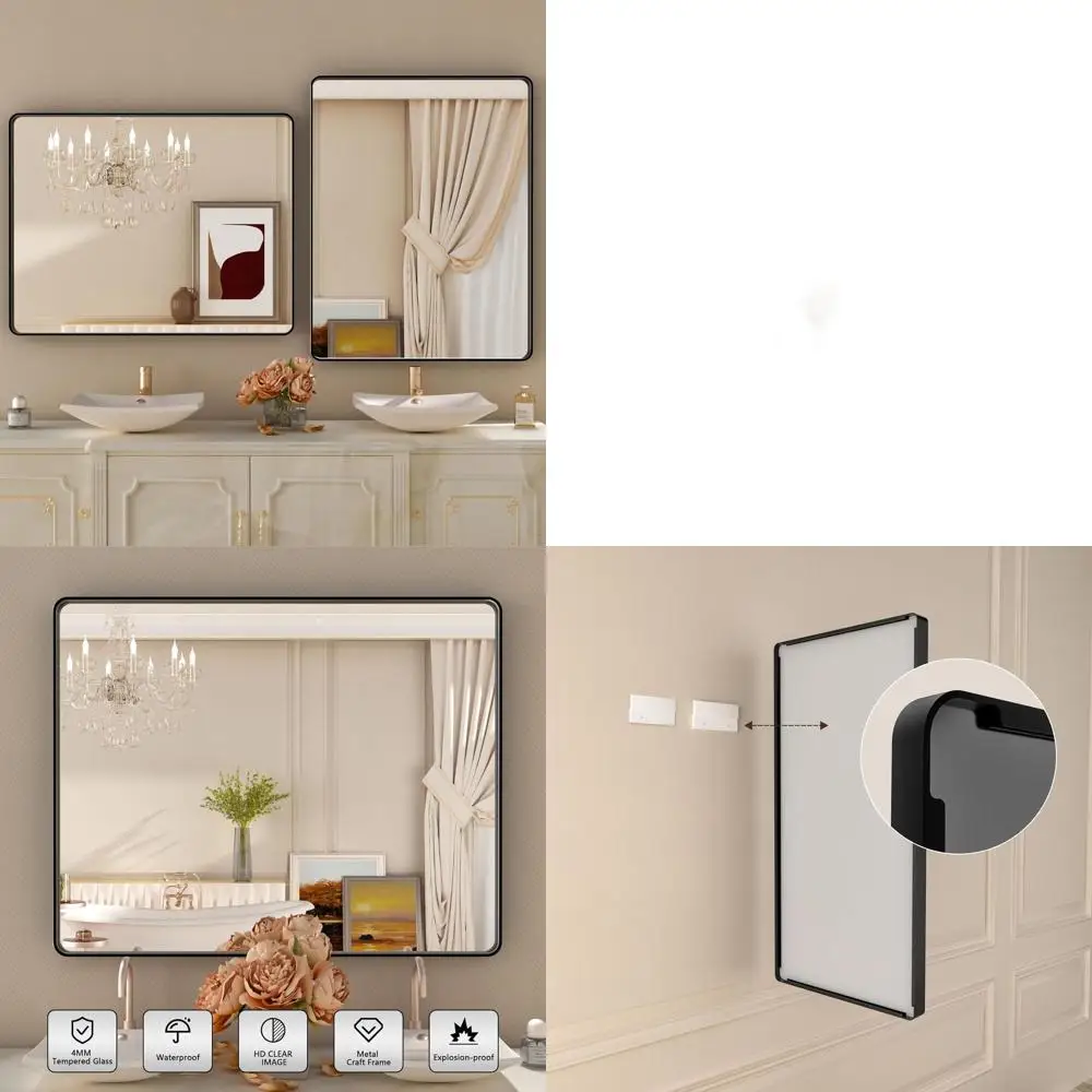 

Зеркало круглое матовое черное из закаленного стекла 32x36, устойчивое к ржавчине, для ванной комнаты, горизонтальное или вертикальное крепление