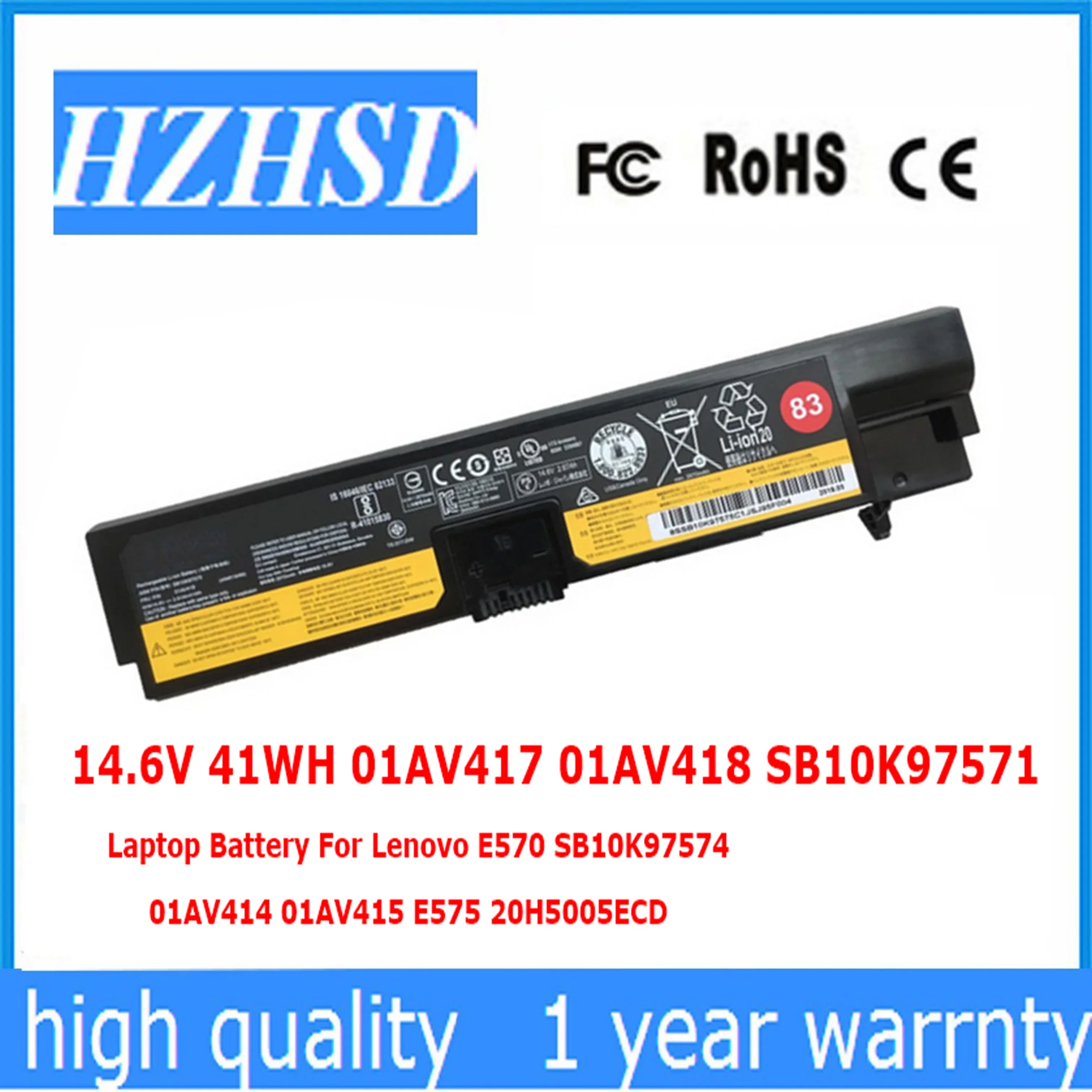 01AV418 Original 14.6V 41WH 01AV417 SB10K97571 Laptop Battery For Lenovo E570 SB10K97574 01AV414 01AV415 E575 20H5005ECD