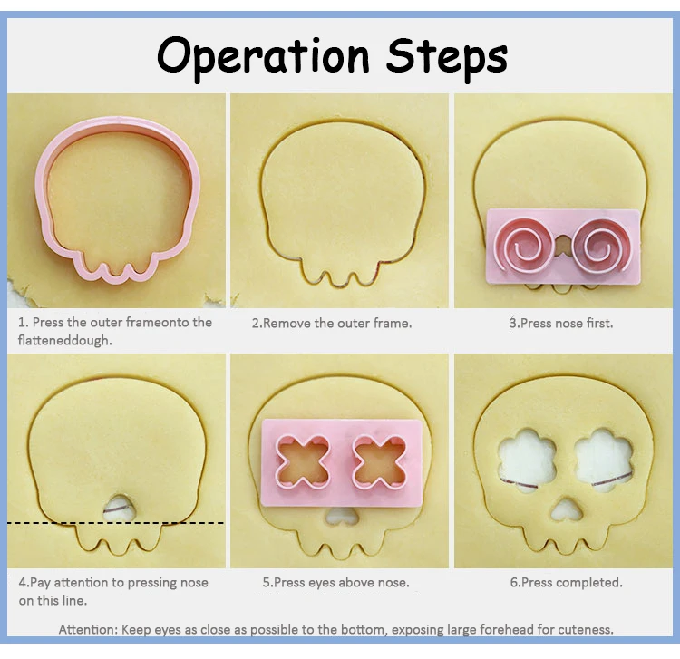 10Pcs Halloween Skull Cookie Cutter with Different Patterns Cute Ghost Skull Biscuit Mold Baking Tools Halloween Party