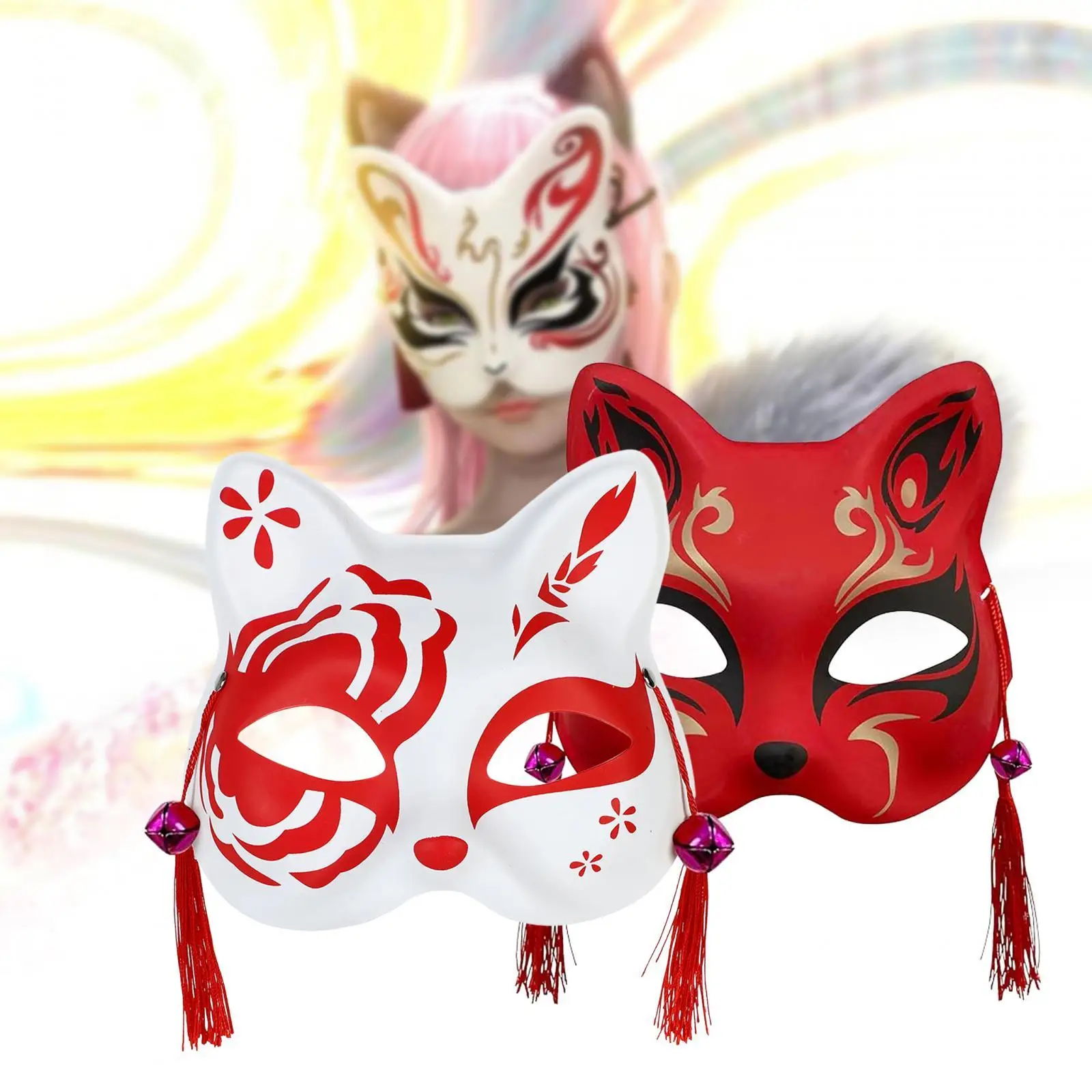 Masques d'Halloween avec sangle réglable, masque pour les yeux, demi-visage décoratif, masques de chat